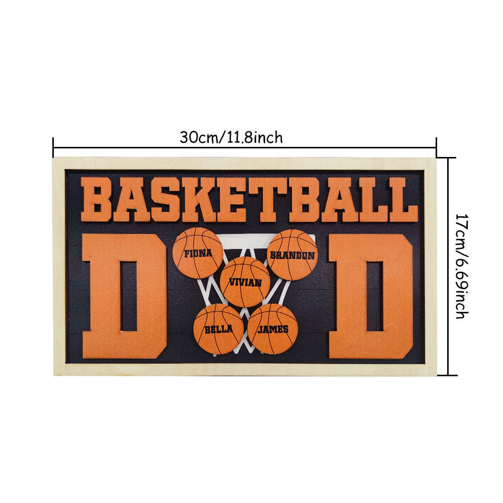 Personalized Basketball Dad Wooden Name Sign Plaque Father's Day Gift for Dad Grandpa - mymoonlampau