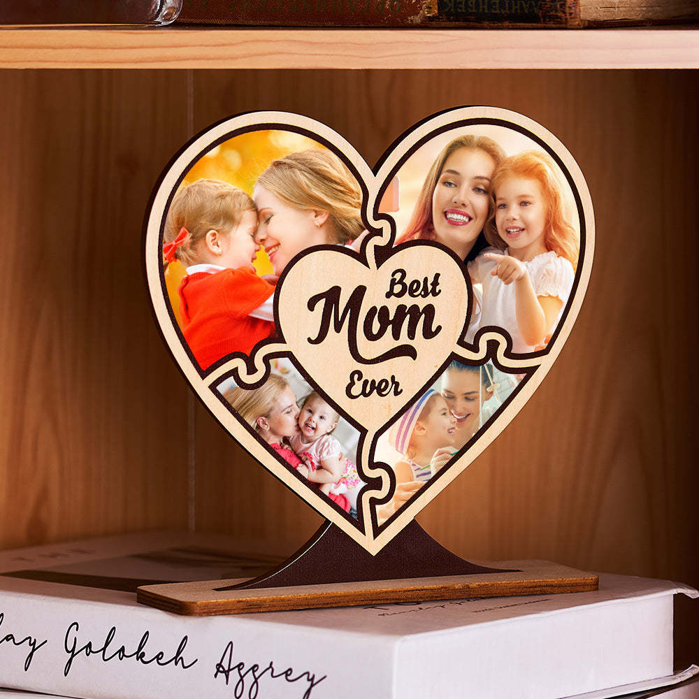 Custom Photo Ornaments Best Mom Ever Wooden Heart Gifts for Mom - mymoonlampau