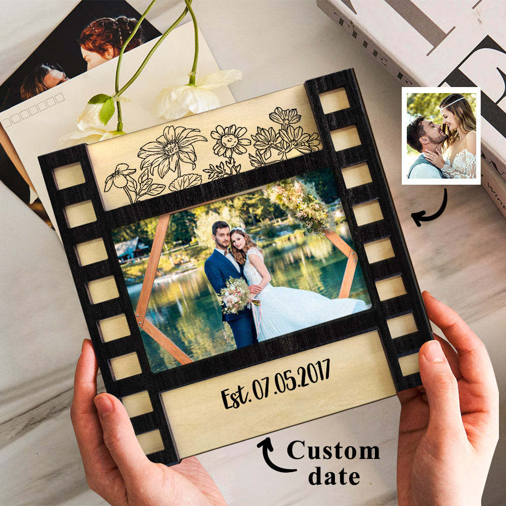 Personalized Wedding Photo Film Sign Frame Custom Engraved Wedding Decor Gift for Couples - mymoonlampau