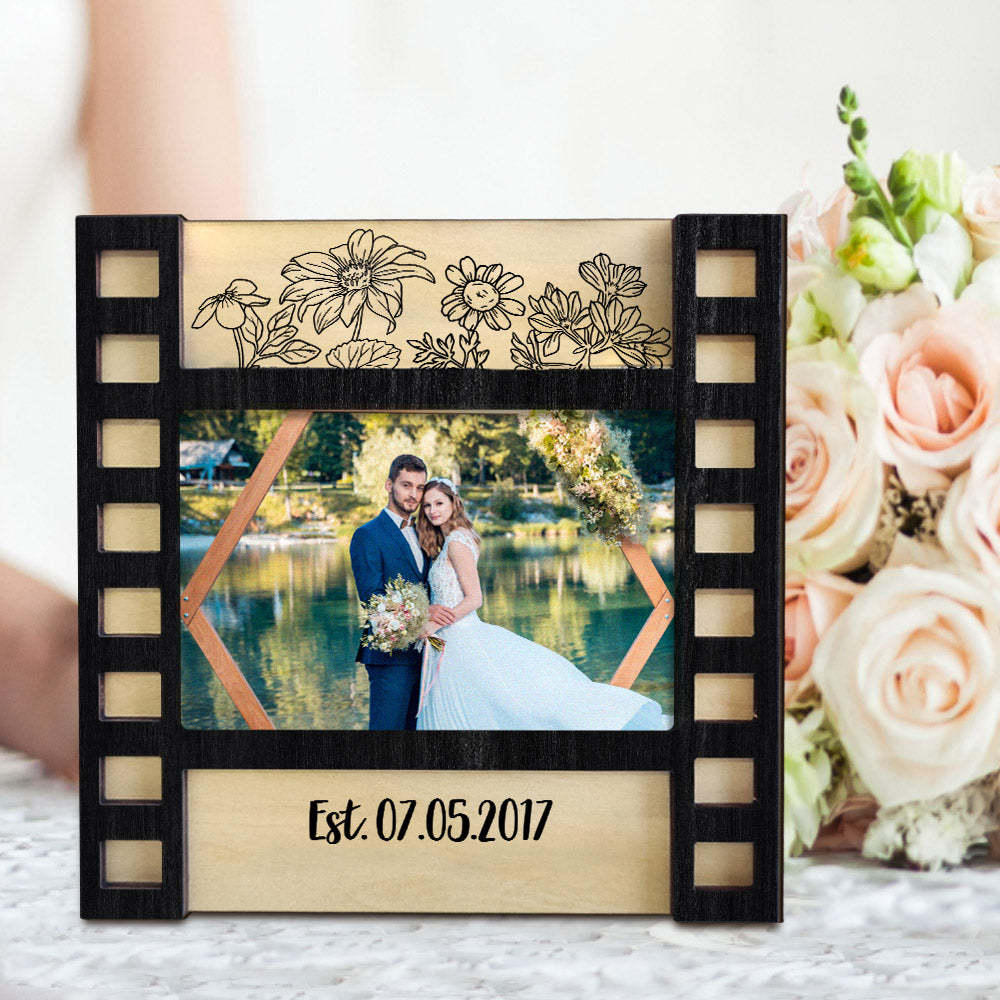 Personalized Wedding Photo Film Sign Frame Custom Engraved Wedding Decor Gift for Couples - mymoonlampau