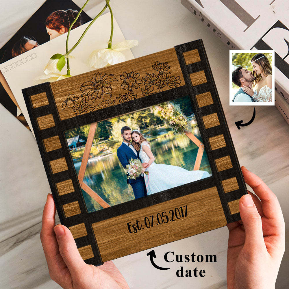 Personalized Wedding Photo Film Sign Frame Custom Engraved Wedding Decor Gift for Couples - mymoonlampau