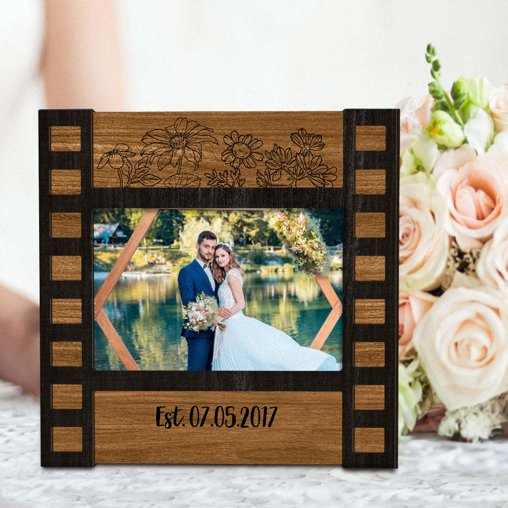 Personalized Wedding Photo Film Sign Frame Custom Engraved Wedding Decor Gift for Couples - mymoonlampau