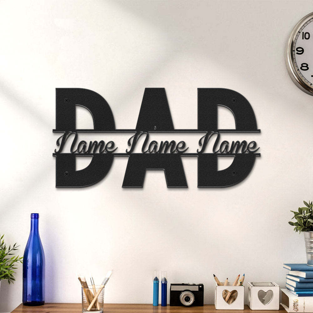Custom Dad Metal Sign Personalized Name LED Lights Wall Art Decor Father's Day Gift - mymoonlampau