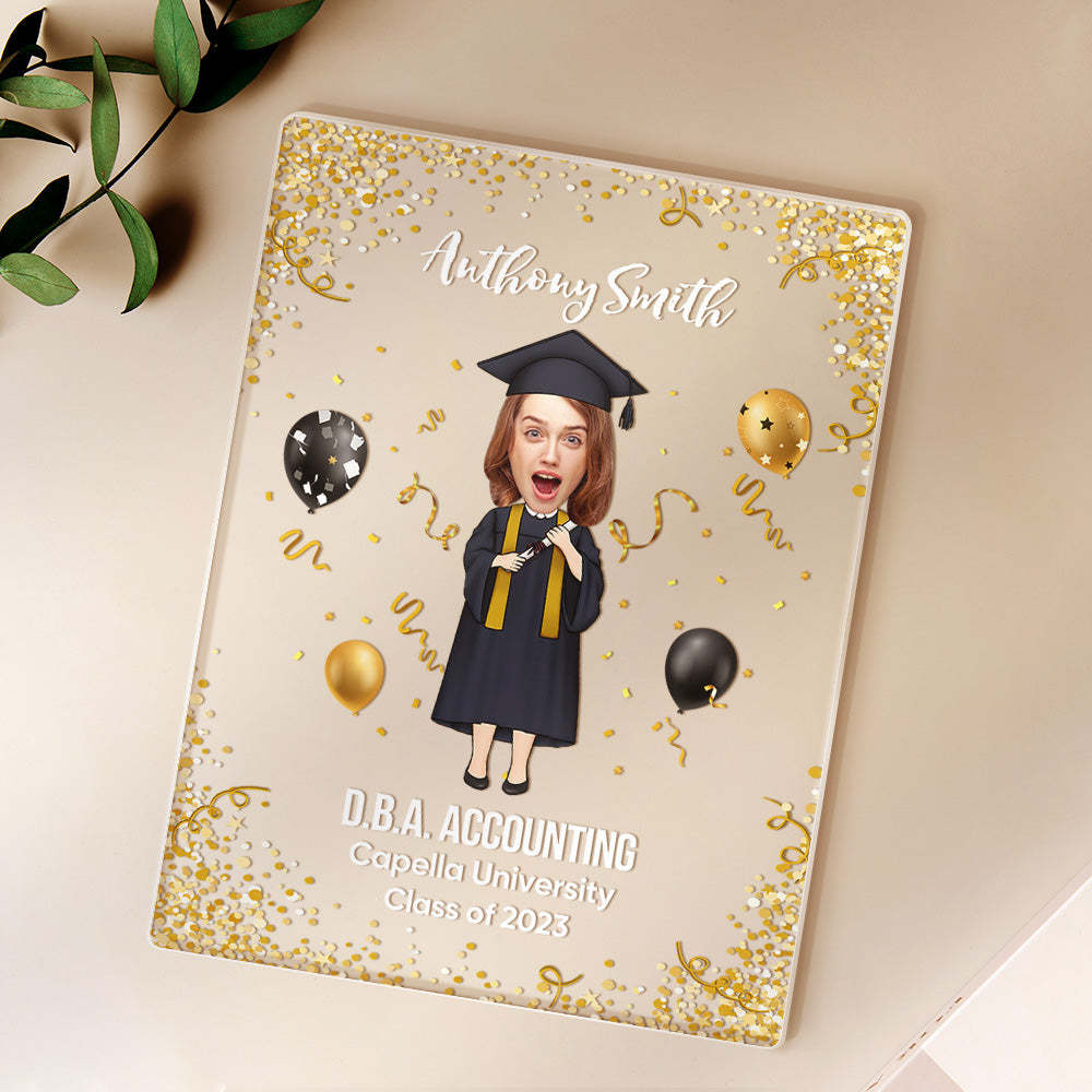 Graduation Ceremony Gift Custom Photo Graduation Appreciation Acrylic Plaque Lamp Personalized Your Name, Diploma And School - mymoonlampau
