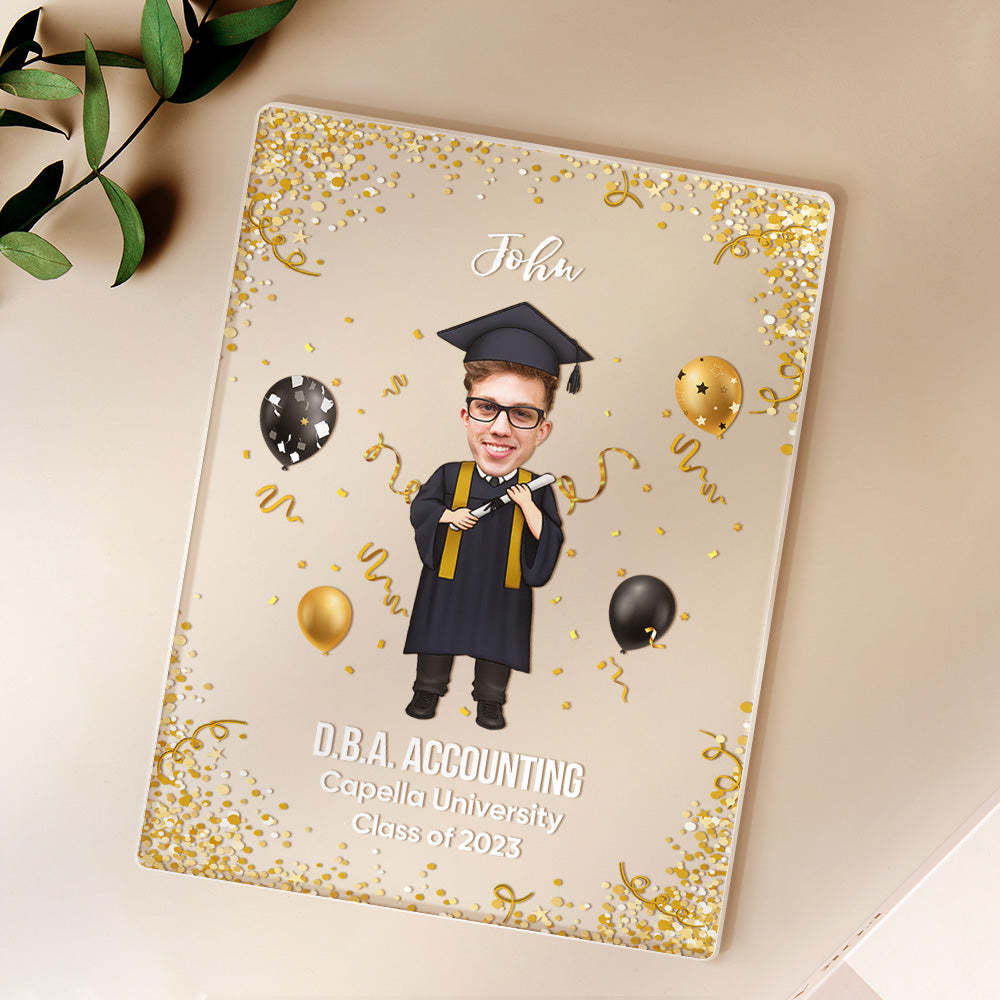 Graduation Ceremony Gift Custom Photo Graduation Appreciation Acrylic Plaque Lamp Personalized Your Name, Diploma And School - mymoonlampau