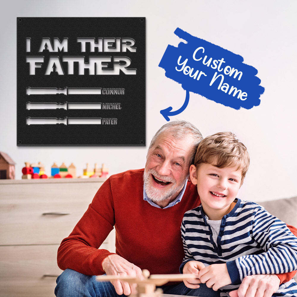 Custom I Am Their Father Metal Sign Personalized Light Saber LED Lights Wall Art Decor Father's Day Gift - mymoonlampau
