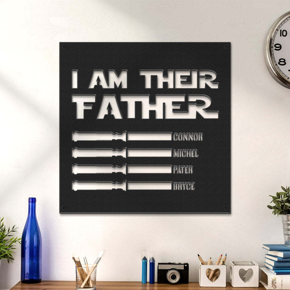 Custom I Am Their Father Metal Sign Personalized Light Saber LED Lights Wall Art Decor Father's Day Gift - mymoonlampau