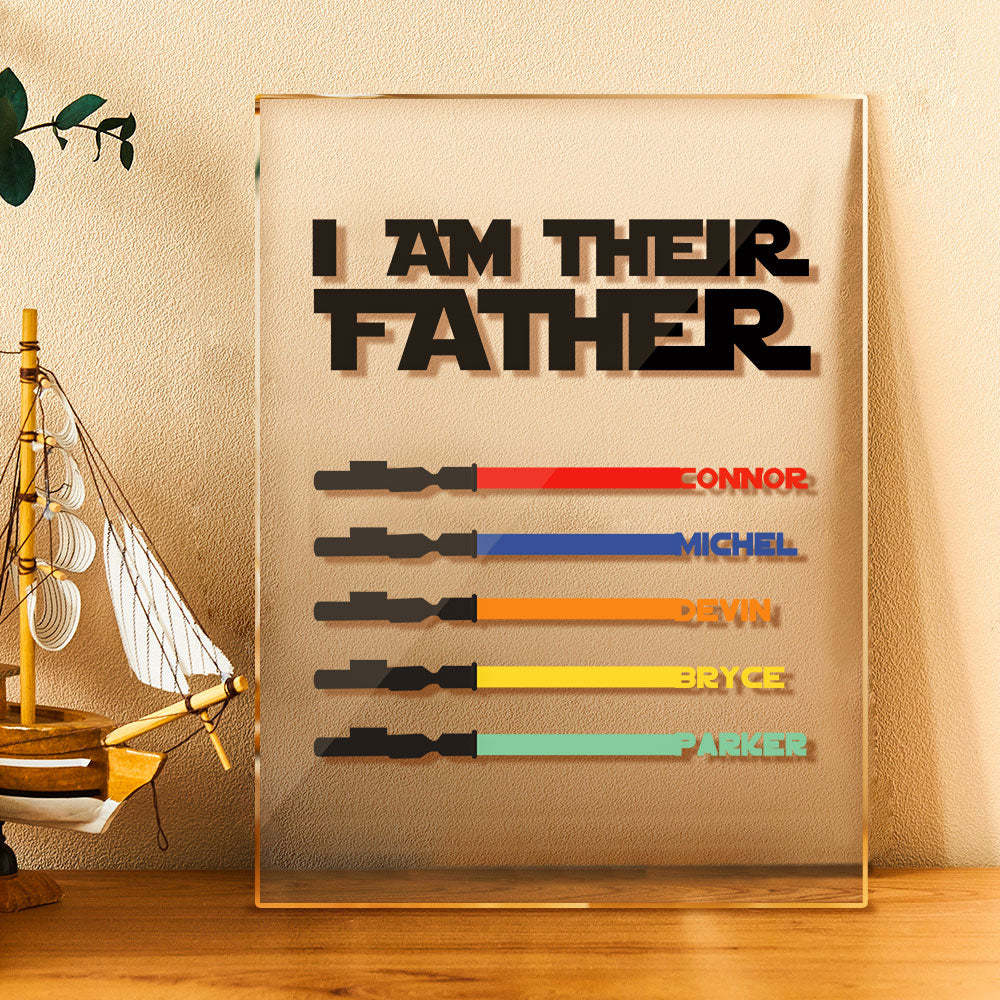 Personalized I Am Their Father Acrylic Plaque Light Saber Plaque Father's Day Gifts - mymoonlampau