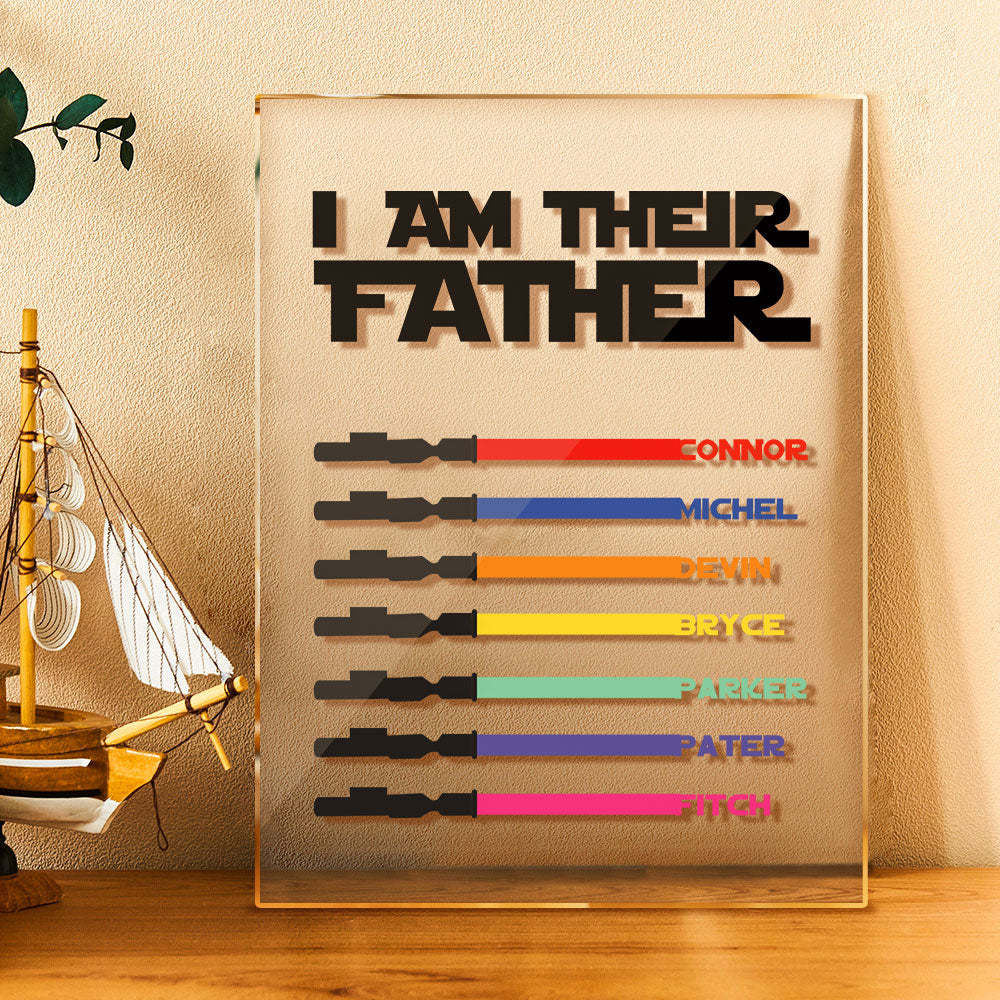 Personalized I Am Their Father Acrylic Plaque Light Saber Plaque Father's Day Gifts - mymoonlampau