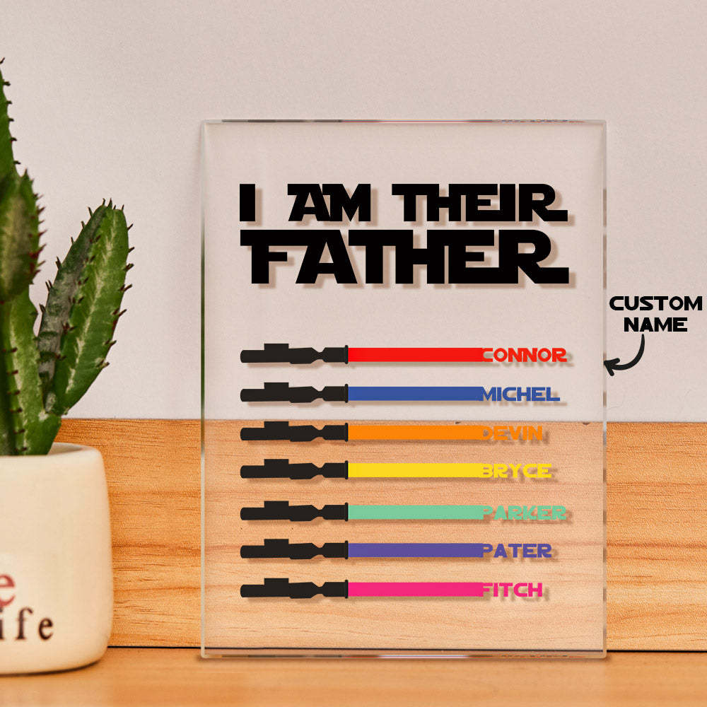 Personalized I Am Their Father Acrylic Plaque Light Saber Plaque Father's Day Gifts - mymoonlampau