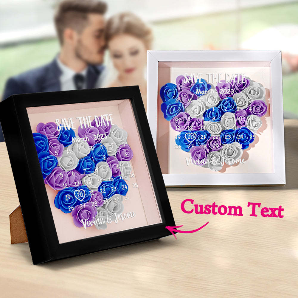 Custom Flower Shadow Box Personalized Calendar Flower Shadowbox Frame Gift - mymoonlampau