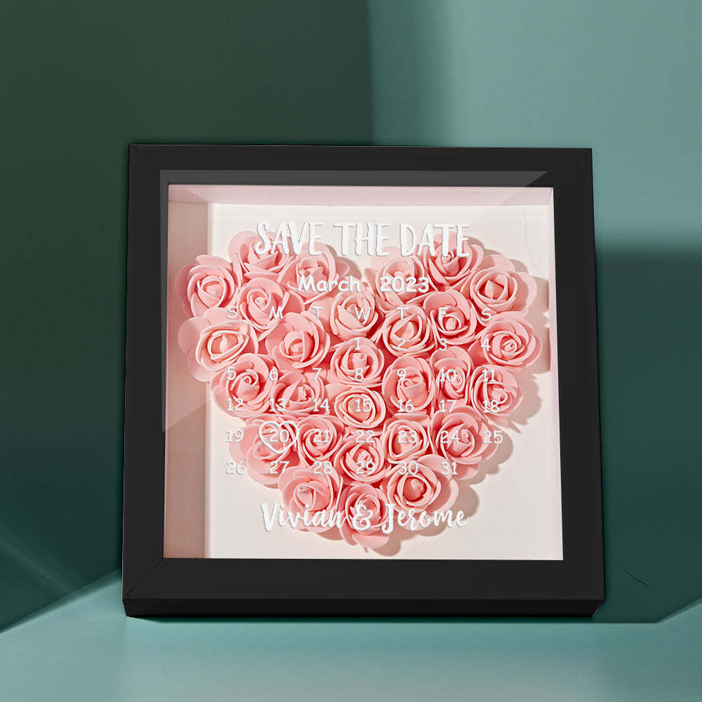 Custom Flower Shadow Box Personalized Calendar Flower Shadowbox Frame Gift - mymoonlampau