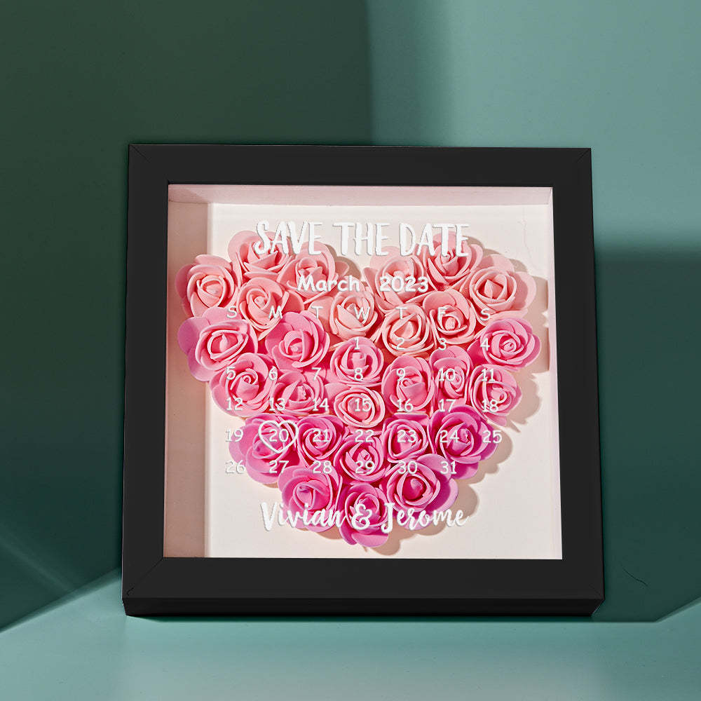 Custom Flower Shadow Box Personalized Calendar Flower Shadowbox Frame Gift - mymoonlampau