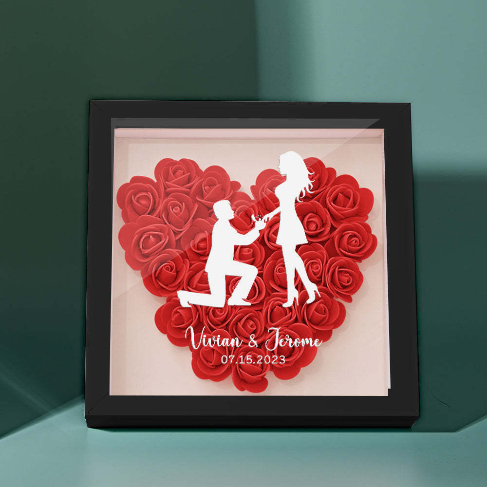 Custom Flower Shadow Box Personalized Name Flower Shadowbox Frame Gift for Couple - mymoonlampau