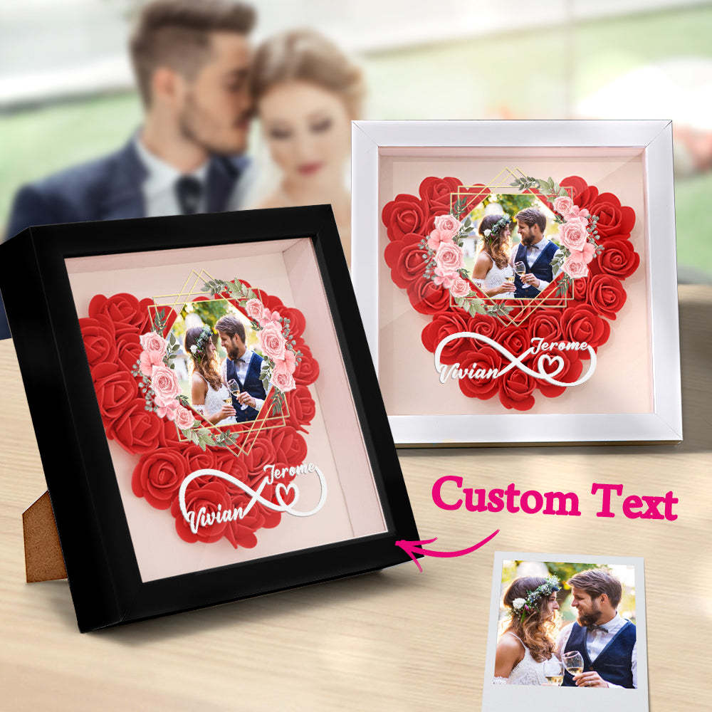 Custom Photo Flower Shadow Box Personalized Infinity Flower Shadowbox Frame Gift for Couple - mymoonlampau