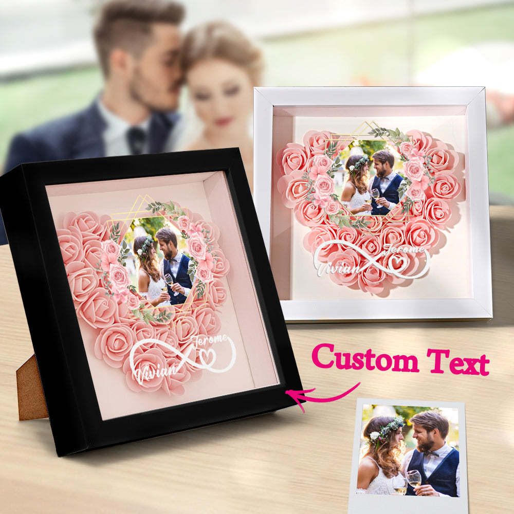 Custom Photo Flower Shadow Box Personalized Infinity Flower Shadowbox Frame Gift for Couple - mymoonlampau