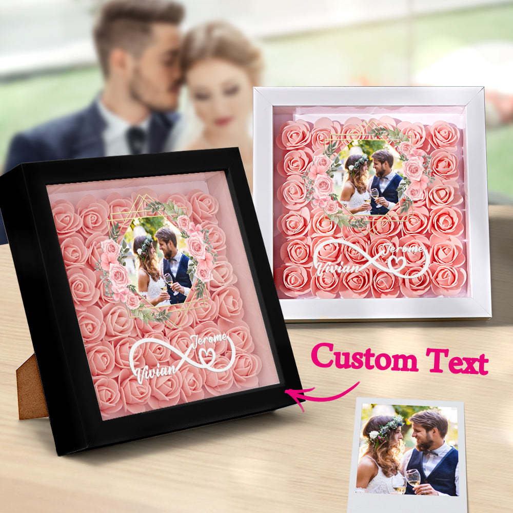 Custom Photo Flower Shadow Box Personalized Infinity Flower Shadowbox Frame Gift for Couple - mymoonlampau