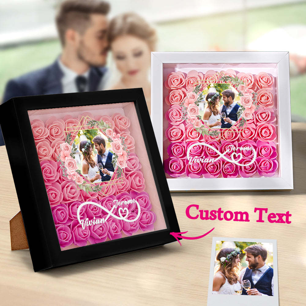 Custom Photo Flower Shadow Box Personalized Infinity Flower Shadowbox Frame Gift for Couple - mymoonlampau