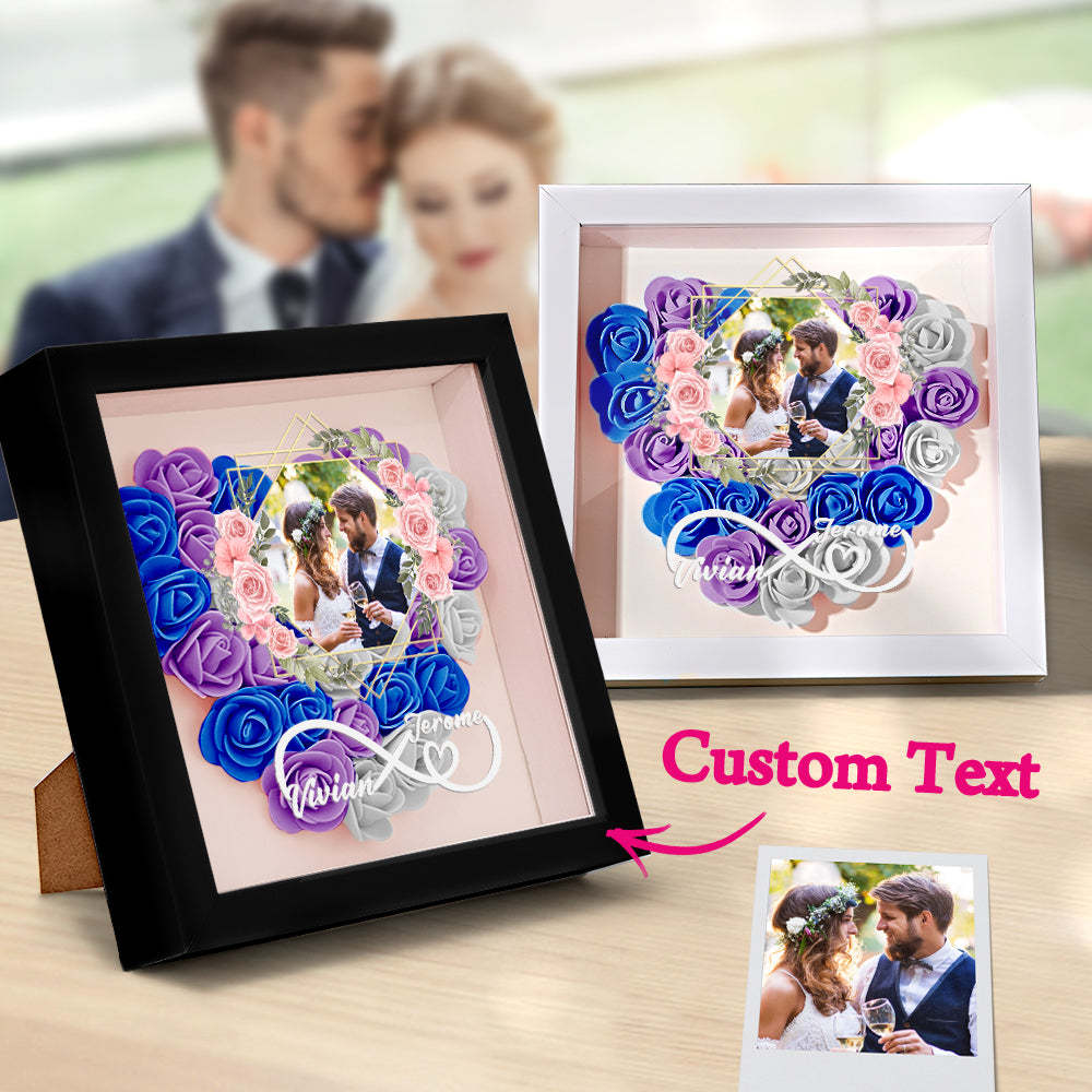 Custom Photo Flower Shadow Box Personalized Infinity Flower Shadowbox Frame Gift for Couple - mymoonlampau