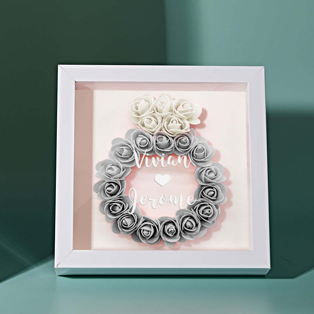 Custom Flower Shadow Box Personalized Wedding Ring Flower Shadowbox Frame Gift - mymoonlampau