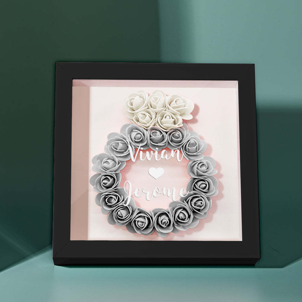 Custom Flower Shadow Box Personalized Wedding Ring Flower Shadowbox Frame Gift - mymoonlampau