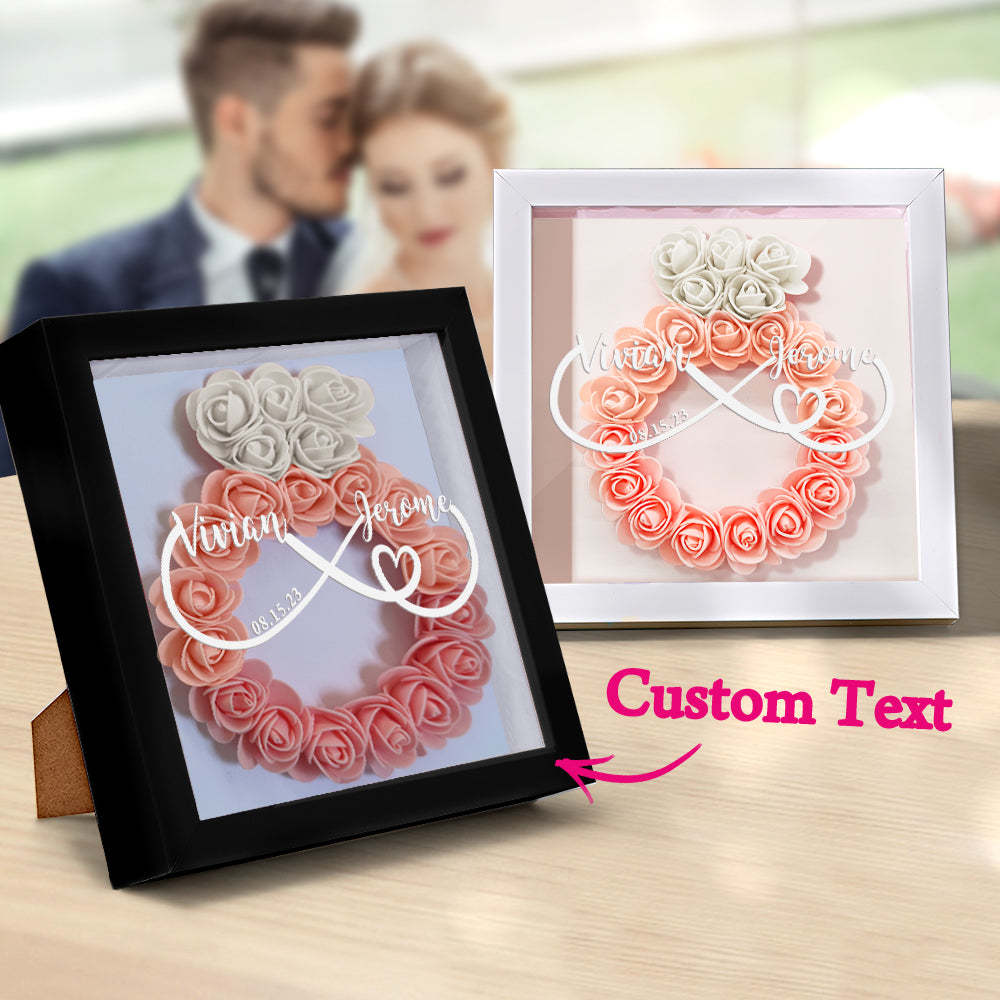 Custom Infinity Flower Shadow Box Personalized Wedding Ring Flower Shadowbox Frame Gift - mymoonlampau