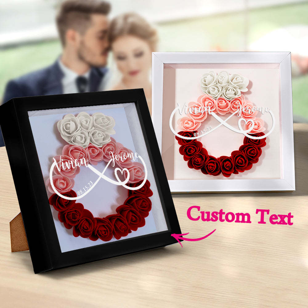 Custom Infinity Flower Shadow Box Personalized Wedding Ring Flower Shadowbox Frame Gift - mymoonlampau