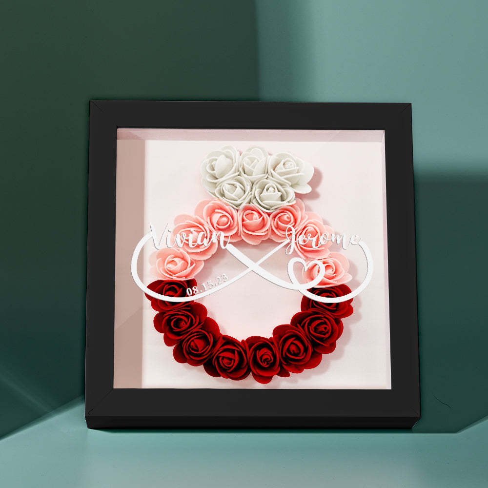 Custom Infinity Flower Shadow Box Personalized Wedding Ring Flower Shadowbox Frame Gift - mymoonlampau