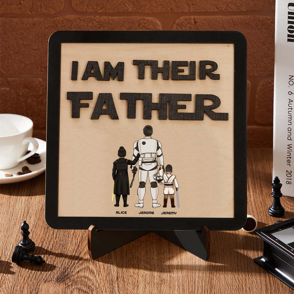 Personalized I Am Their Father Sign Wooden Plaque Father's Day Gift - mymoonlampau