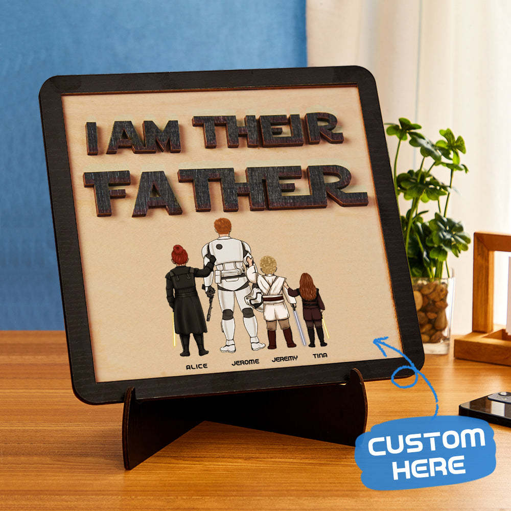 Personalized I Am Their Father Sign Wooden Plaque Father's Day Gift - mymoonlampau