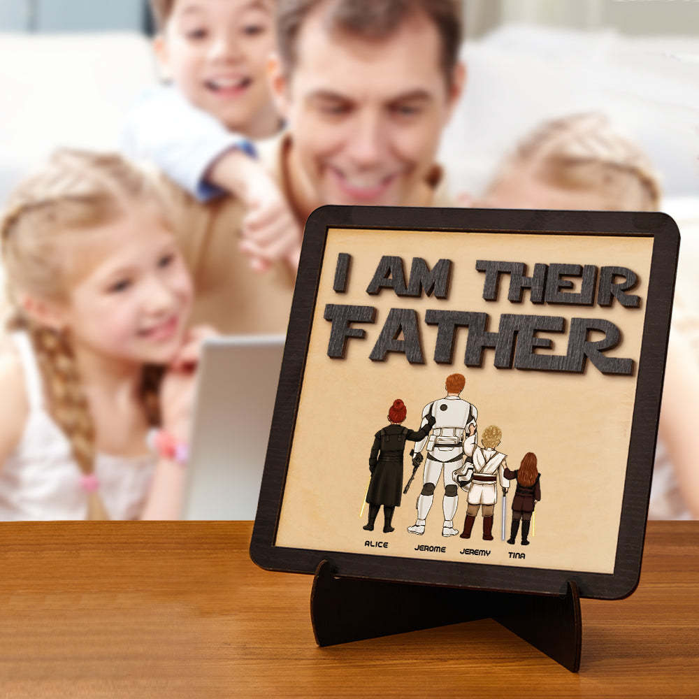 Personalized I Am Their Father Sign Wooden Plaque Father's Day Gift - mymoonlampau