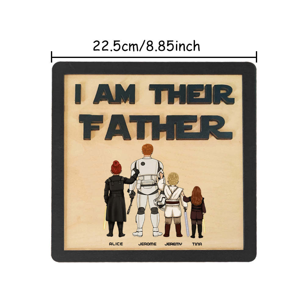 Personalized I Am Their Father Sign Wooden Plaque Father's Day Gift - mymoonlampau