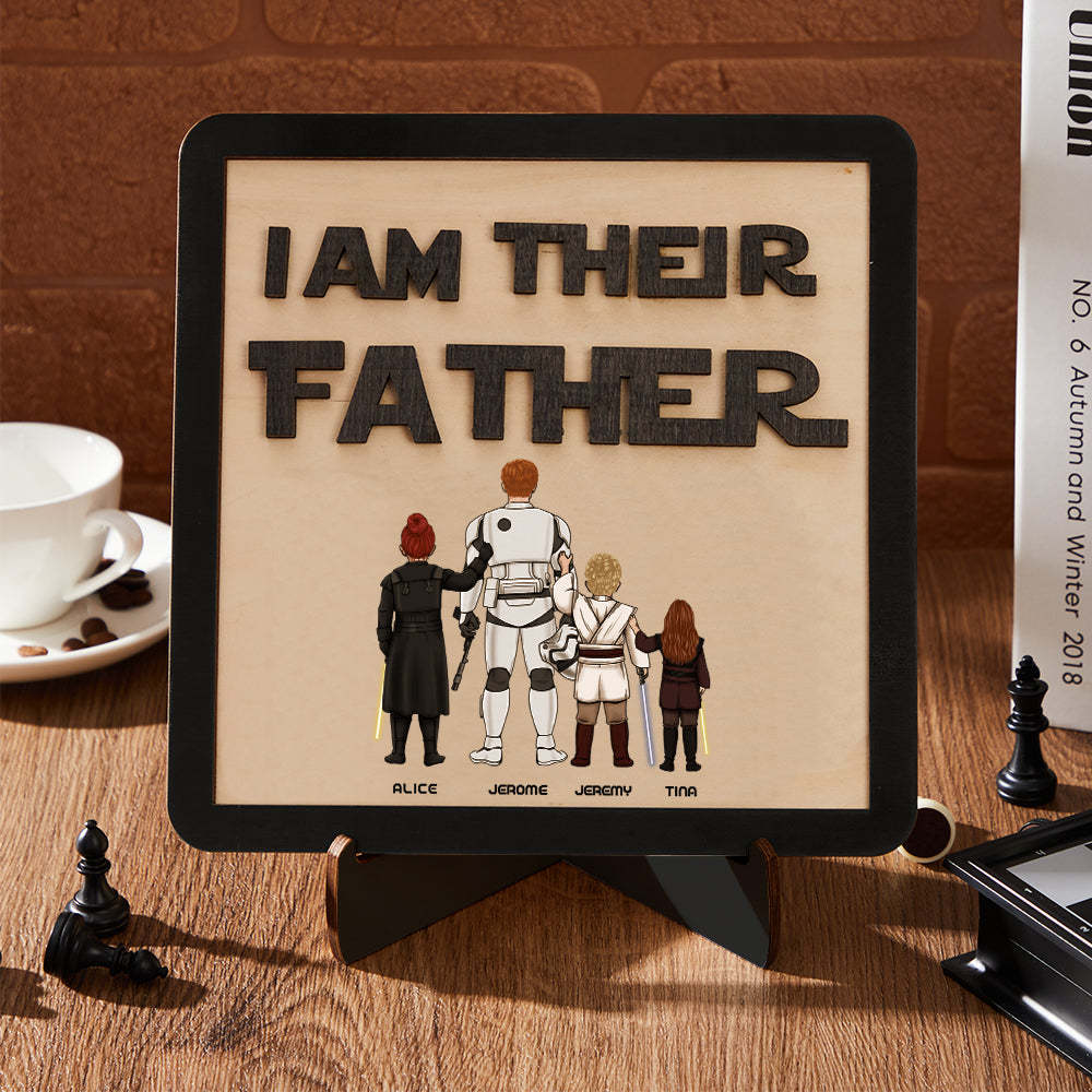 Personalized I Am Their Father Sign Wooden Plaque Father's Day Gift - mymoonlampau