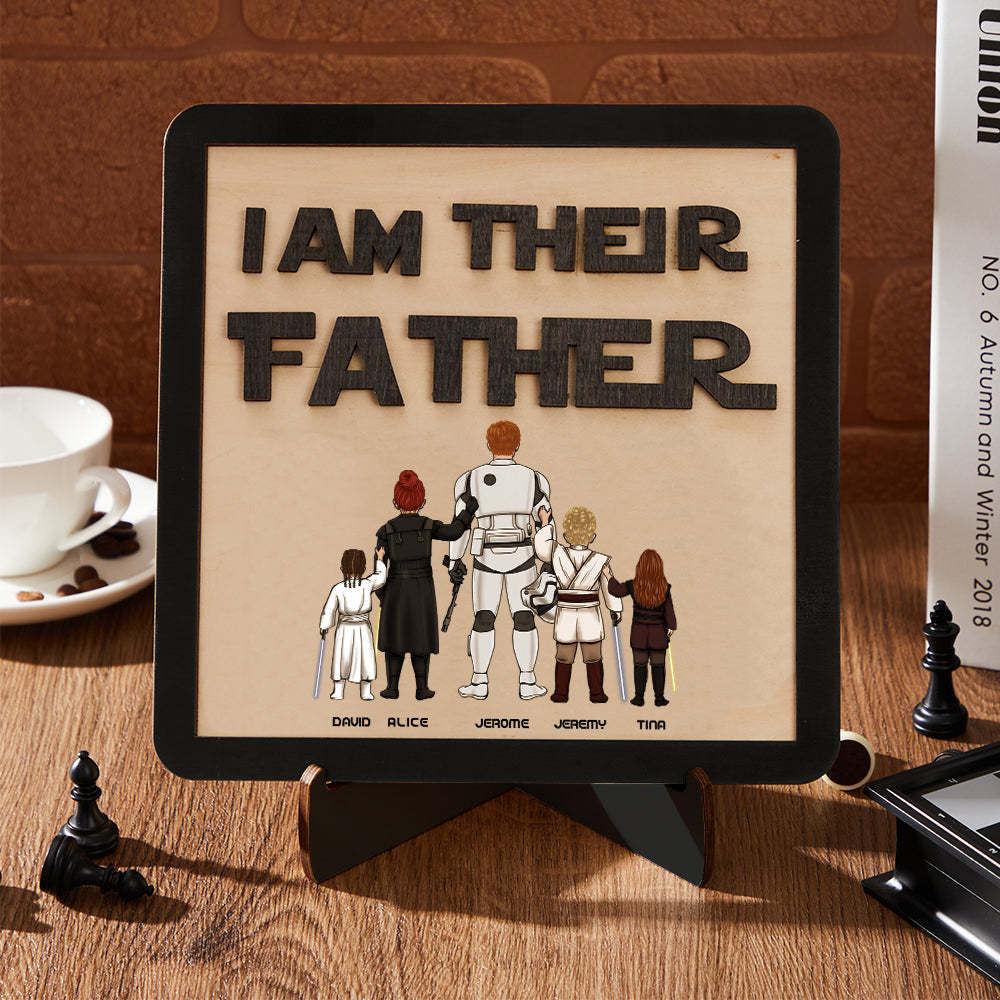 Personalized I Am Their Father Sign Wooden Plaque Father's Day Gift - mymoonlampau