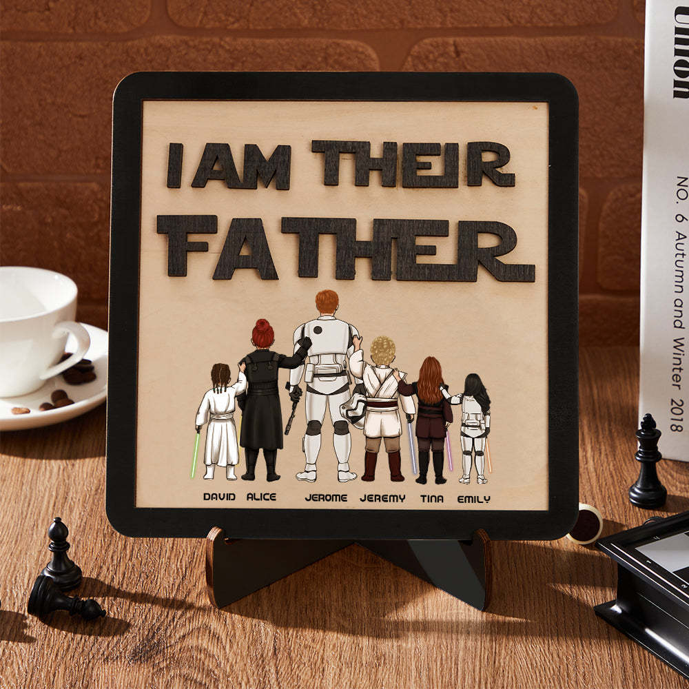 Personalized I Am Their Father Sign Wooden Plaque Father's Day Gift - mymoonlampau