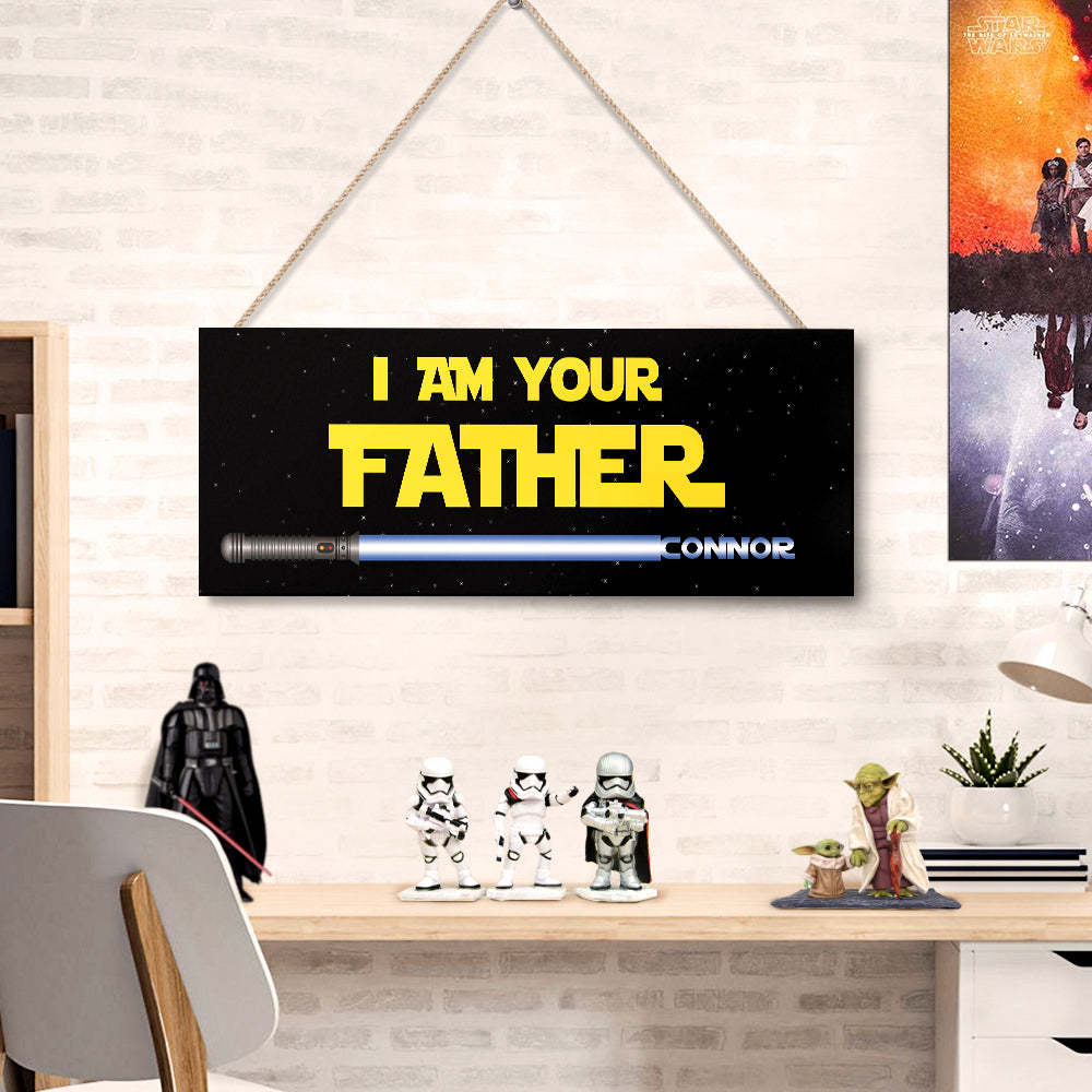 Personalized I Am Their Father Lightsaber Wooden Sign Birthday Gift for Dad - mymoonlampau