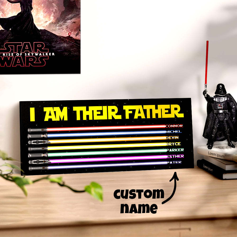 Personalized I Am Their Father Lightsaber Wooden Sign Birthday Gift for Dad - mymoonlampau