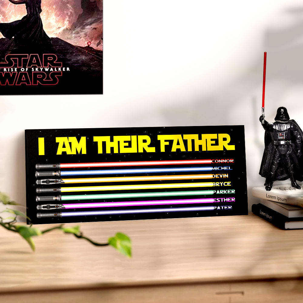 Personalized I Am Their Father Lightsaber Wooden Sign Birthday Gift for Dad - mymoonlampau
