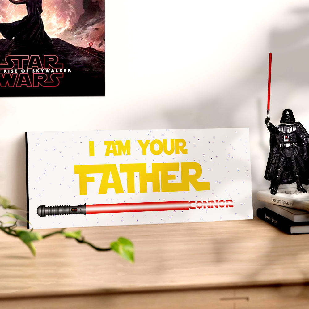 Personalized I Am Their Father Lightsaber Wooden Sign Birthday Gift for Dad - mymoonlampau