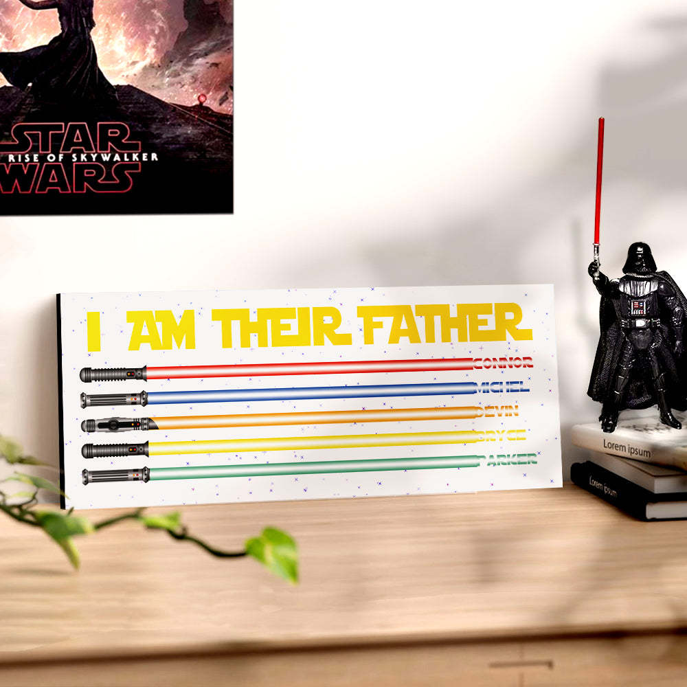 Personalized I Am Their Father Lightsaber Wooden Sign Birthday Gift for Dad - mymoonlampau