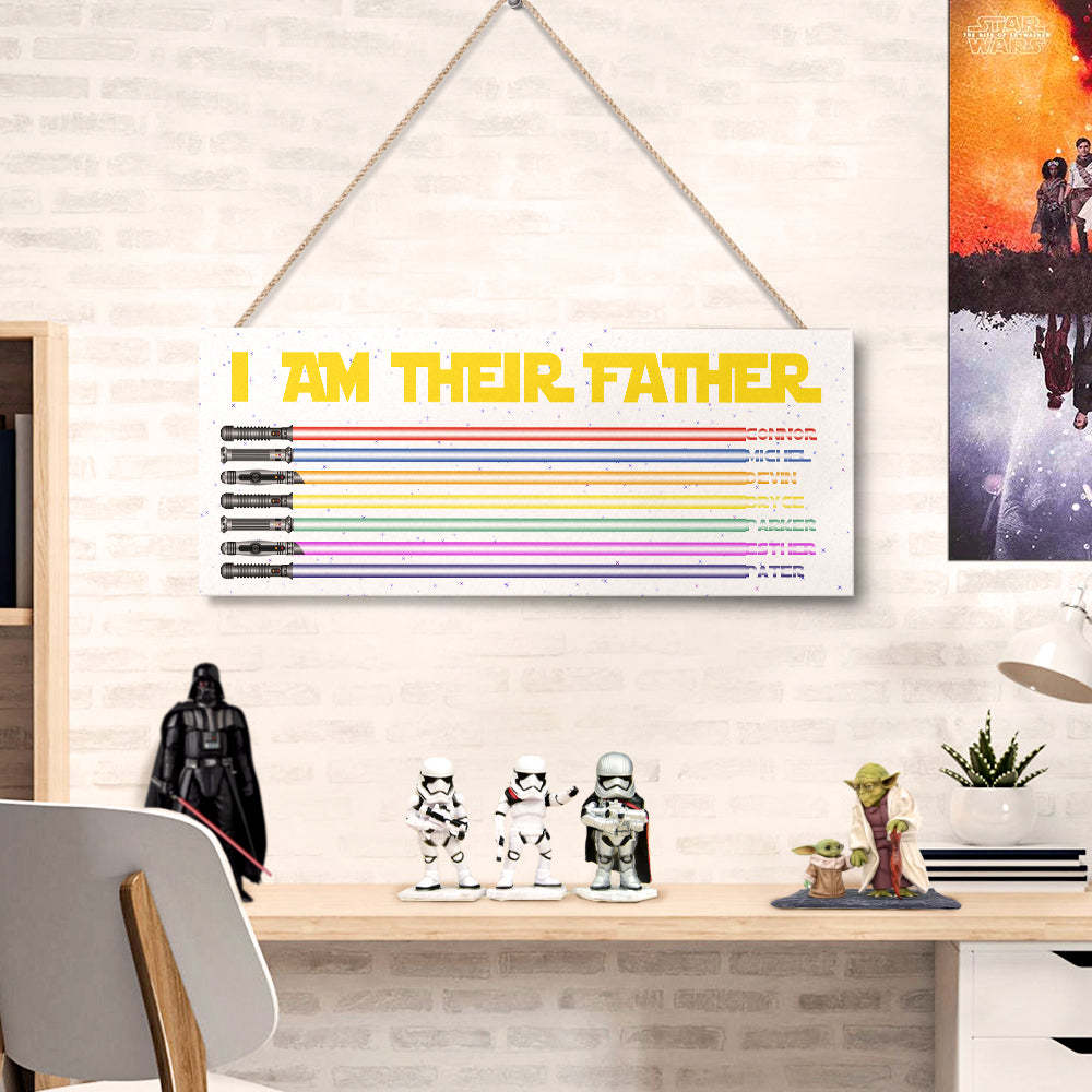 Personalized I Am Their Father Lightsaber Wooden Sign Birthday Gift for Dad - mymoonlampau