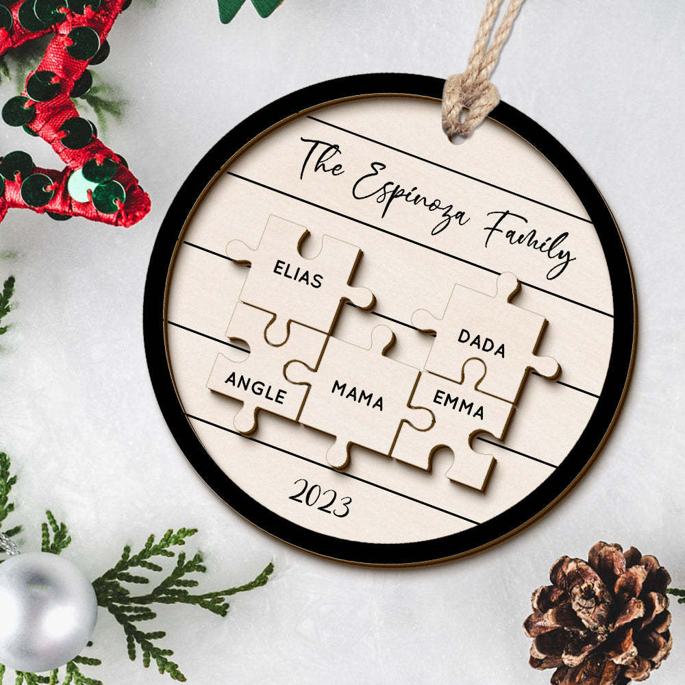 Custom Family Name Puzzle Christmas Ornament Personalized Wooden Christmas Tree Ornament Gifts - mymoonlampau