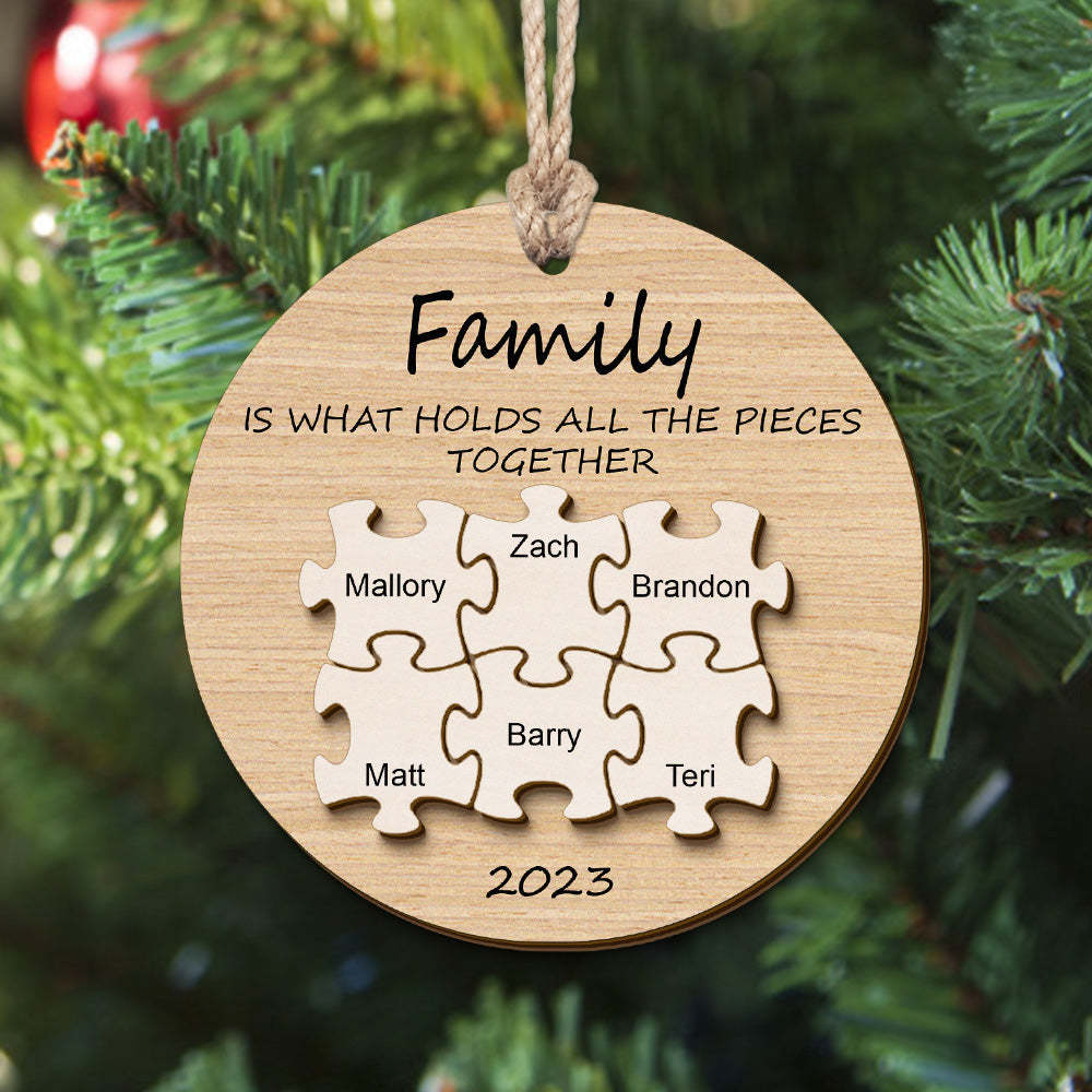 Custom Name Puzzle Christmas Ornament Personalized Wooden Christmas Tree Family Ornament Gifts - mymoonlampau