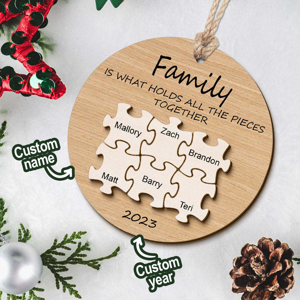 Custom Name Puzzle Christmas Ornament Personalized Wooden Christmas Tree Family Ornament Gifts - mymoonlampau