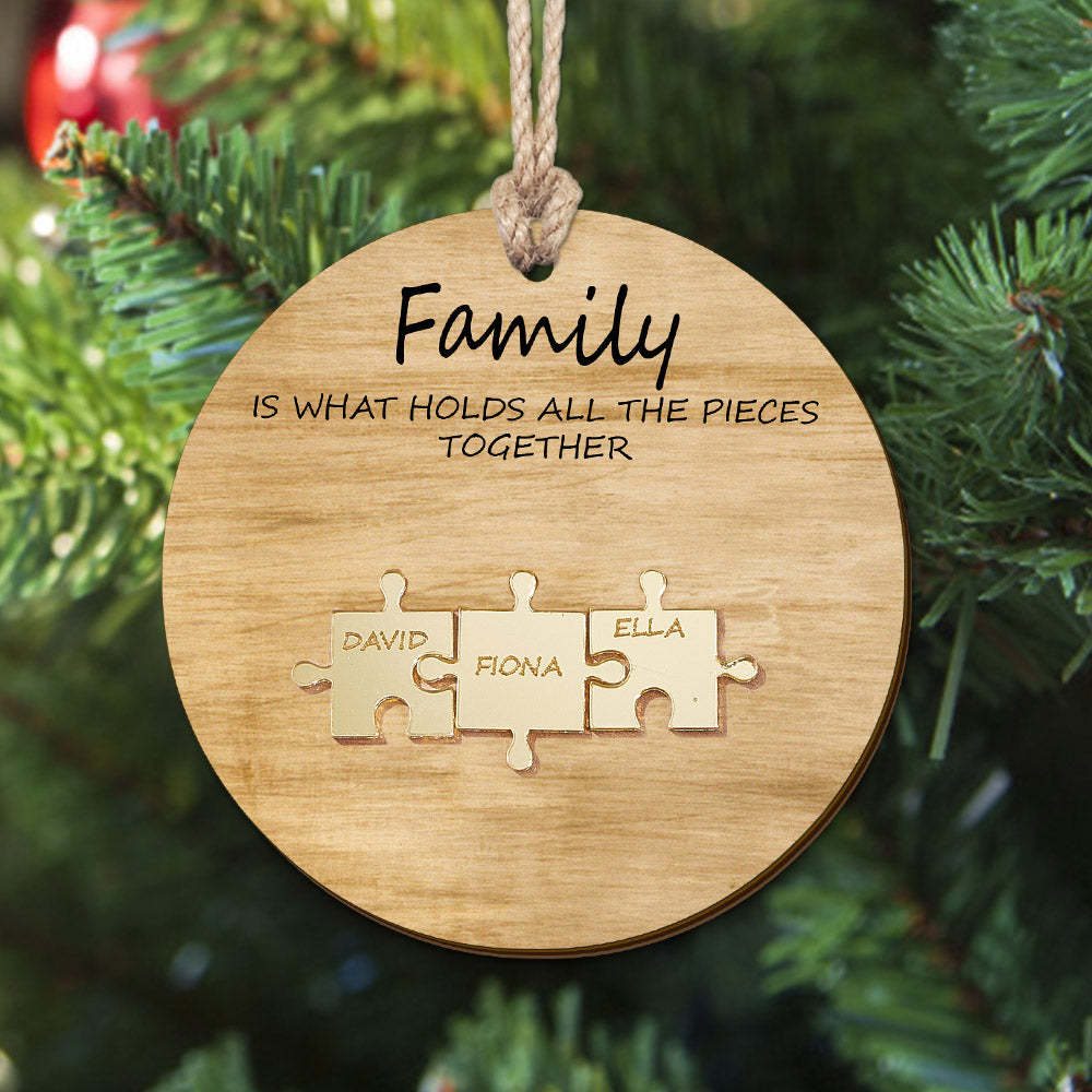 Custom Family Name Puzzle Christmas Ornament Personalized Wooden Ornament Christmas Gifts - mymoonlampau