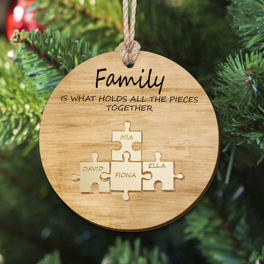 Custom Family Name Puzzle Christmas Ornament Personalized Wooden Ornament Christmas Gifts - mymoonlampau