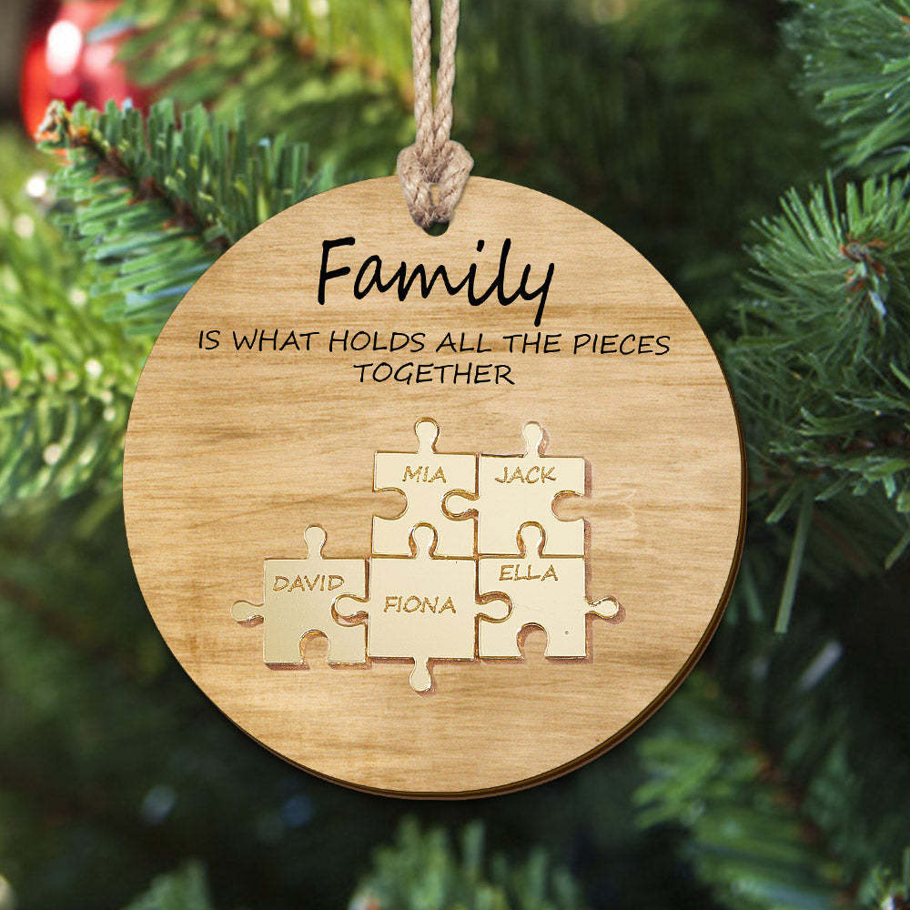 Custom Family Name Puzzle Christmas Ornament Personalized Wooden Ornament Christmas Gifts - mymoonlampau