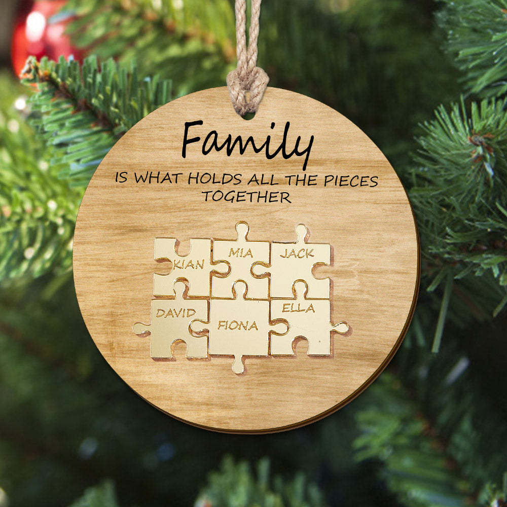 Custom Family Name Puzzle Christmas Ornament Personalized Wooden Ornament Christmas Gifts - mymoonlampau