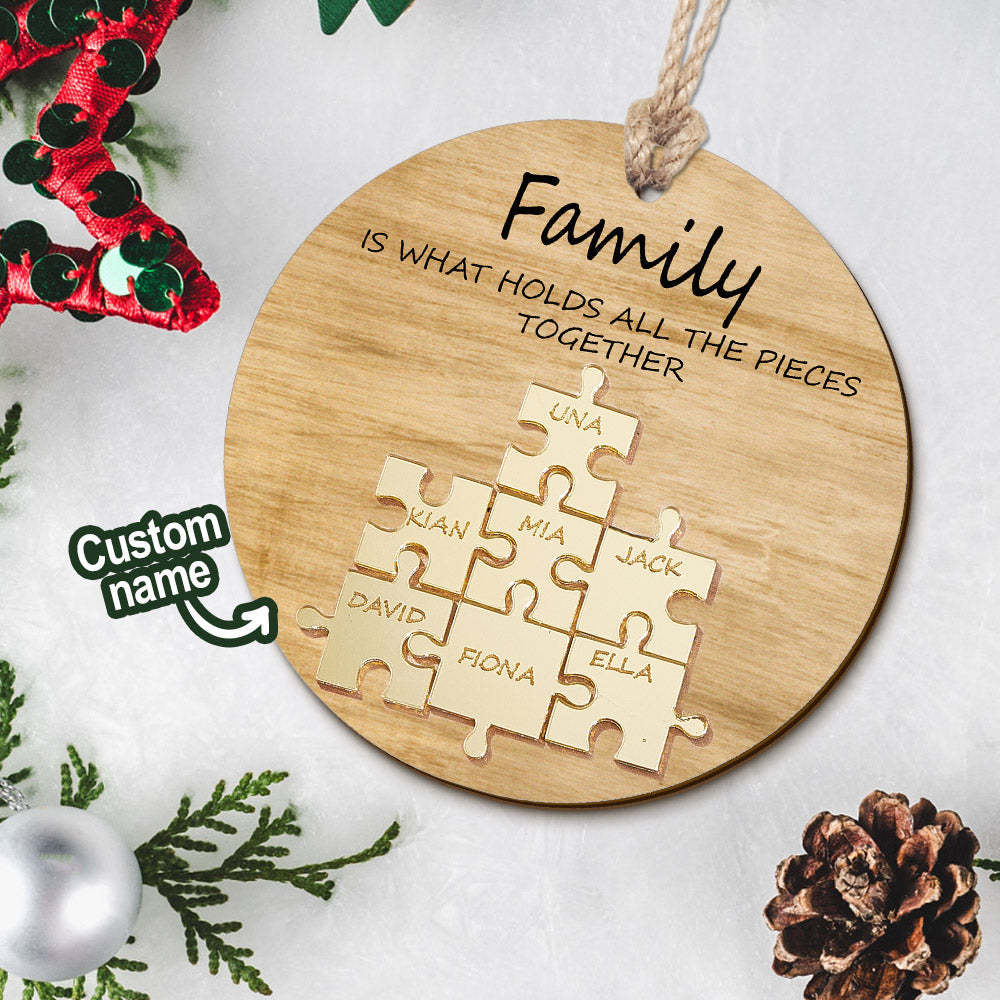 Custom Family Name Puzzle Christmas Ornament Personalized Wooden Ornament Christmas Gifts - mymoonlampau