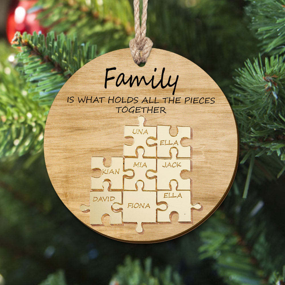 Custom Family Name Puzzle Christmas Ornament Personalized Wooden Ornament Christmas Gifts - mymoonlampau